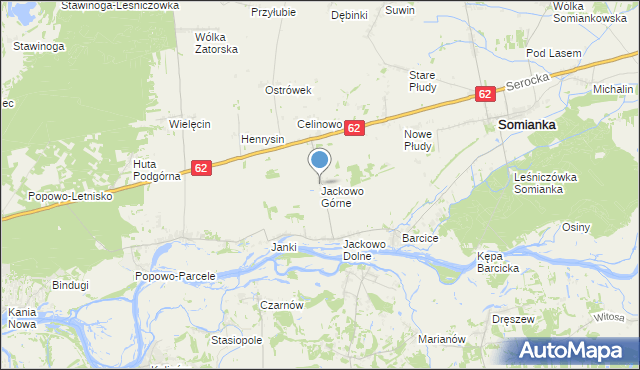 mapa Jackowo Górne, Jackowo Górne na mapie Targeo